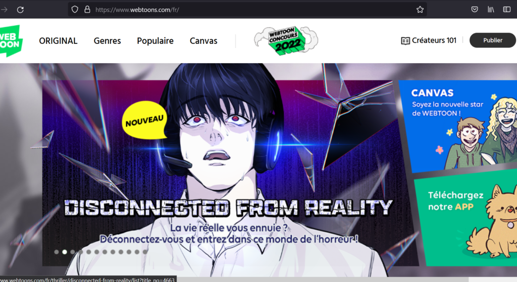 Page officiel Webtoon