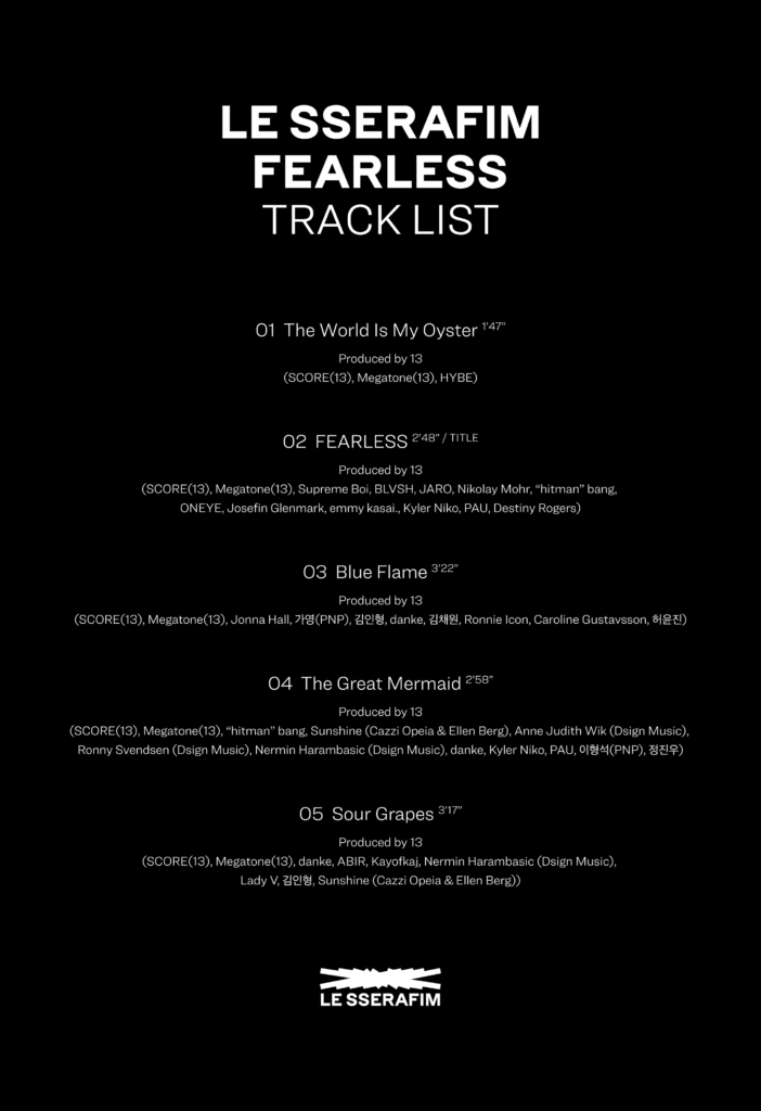 La tracklist pour l'EP "FREALESS"